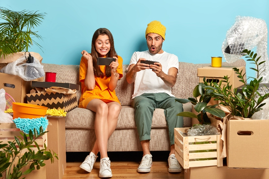 Couple enjoying content together