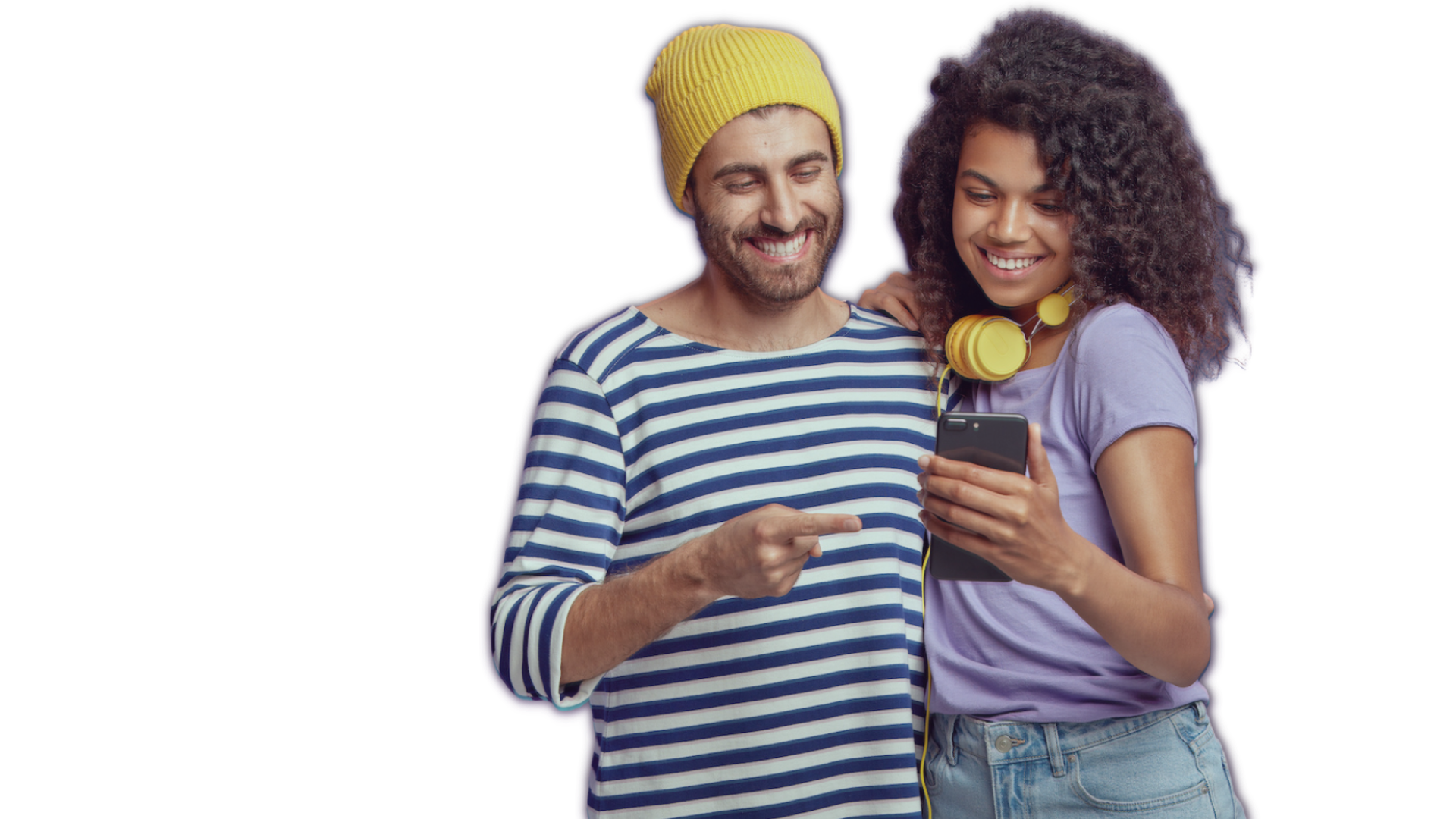Couple sharing content on a phone